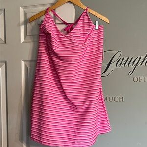 Pink Striped Sleeveless Dress